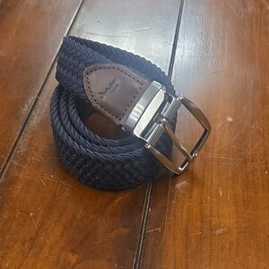 Men's Navy and Brown Reversible & Stretchy Woven Belt